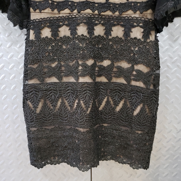 🔖 BNWT NICOLE MILLER COLLECTION Diva Mesh Lace Mini Dress Jet Black (8) - Picture 11 of 16